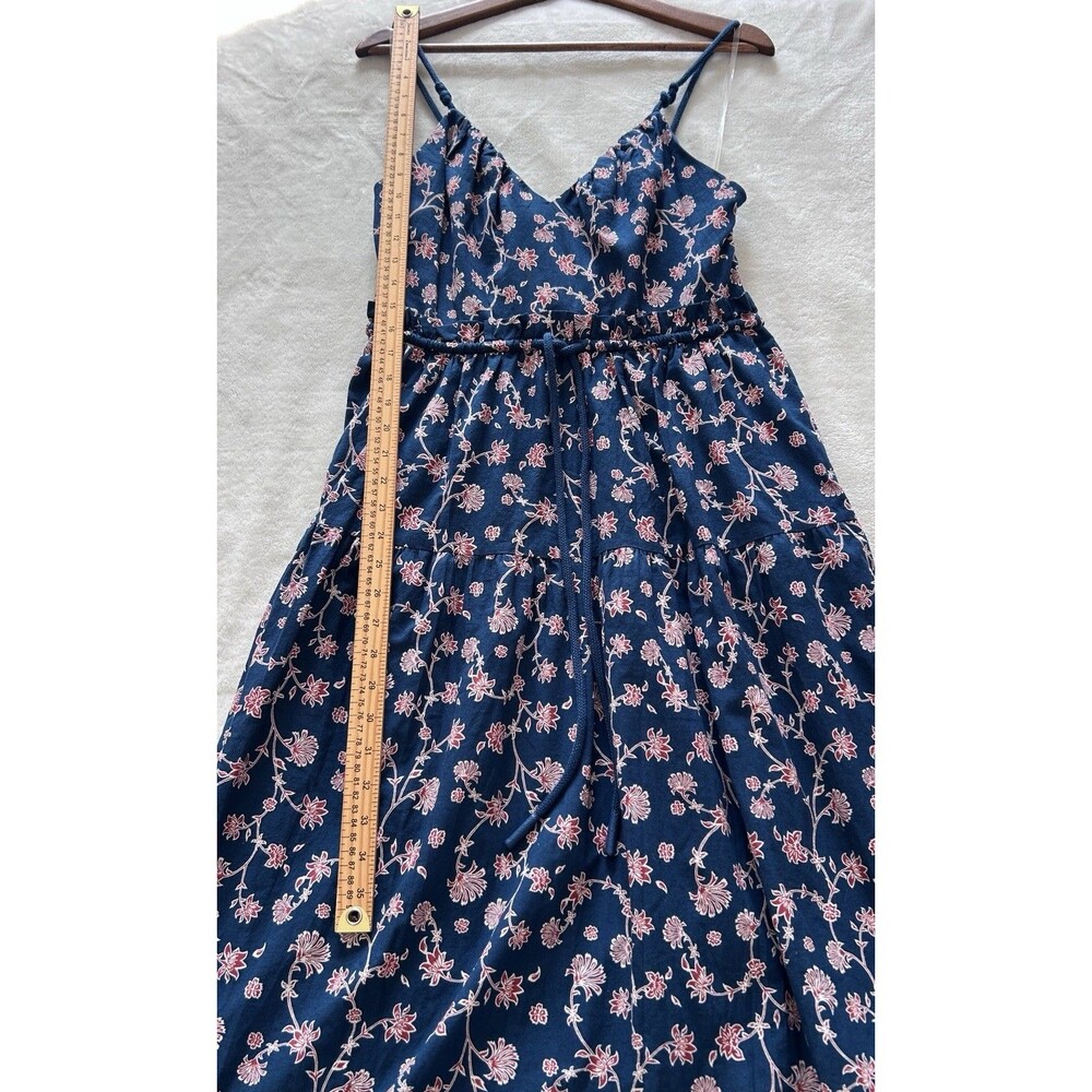Future Collective Maxi Dress Medium Navy Floral Tie Waist Strappy Summer Boho - Picture 7 of 13